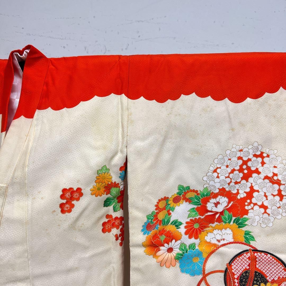 子供用着物　金駒刺繍　牡丹　鼓　女の子　身丈　裄　着物　044tz 子供用着物 金駒刺繍 牡丹 鼓 女の子 身丈 裄 着物 044tz - メルカリ