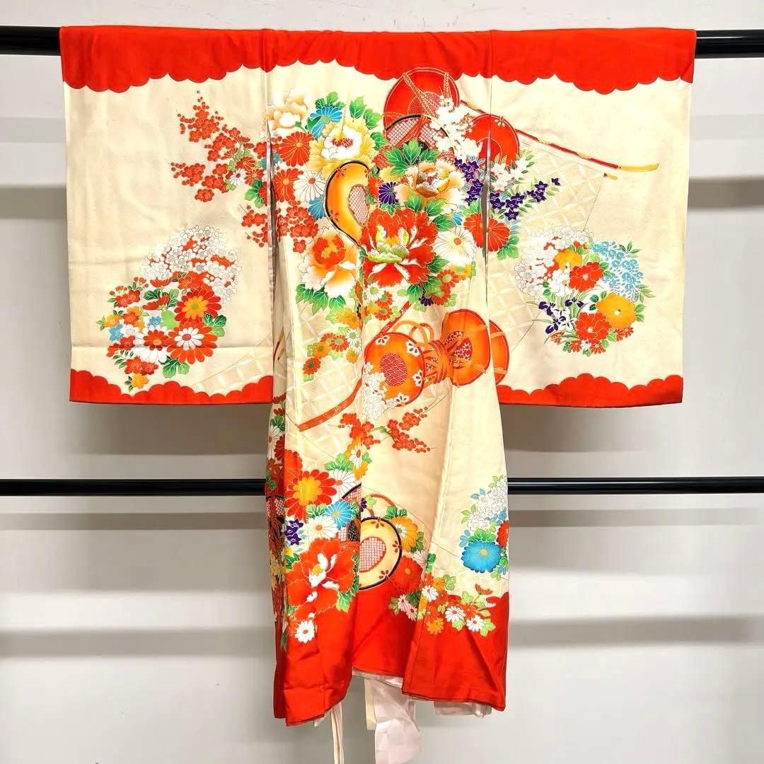 子供用着物　金駒刺繍　牡丹　鼓　女の子　身丈　裄　着物　044tz 子供用着物 金駒刺繍 牡丹 鼓 女の子 身丈 裄 着物 044tz - メルカリ