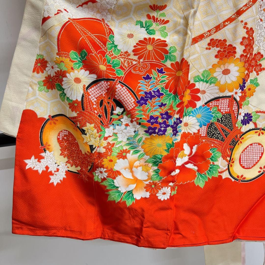 子供用着物　金駒刺繍　牡丹　鼓　女の子　身丈　裄　着物　044tz 子供用着物 金駒刺繍 牡丹 鼓 女の子 身丈 裄 着物 044tz - メルカリ