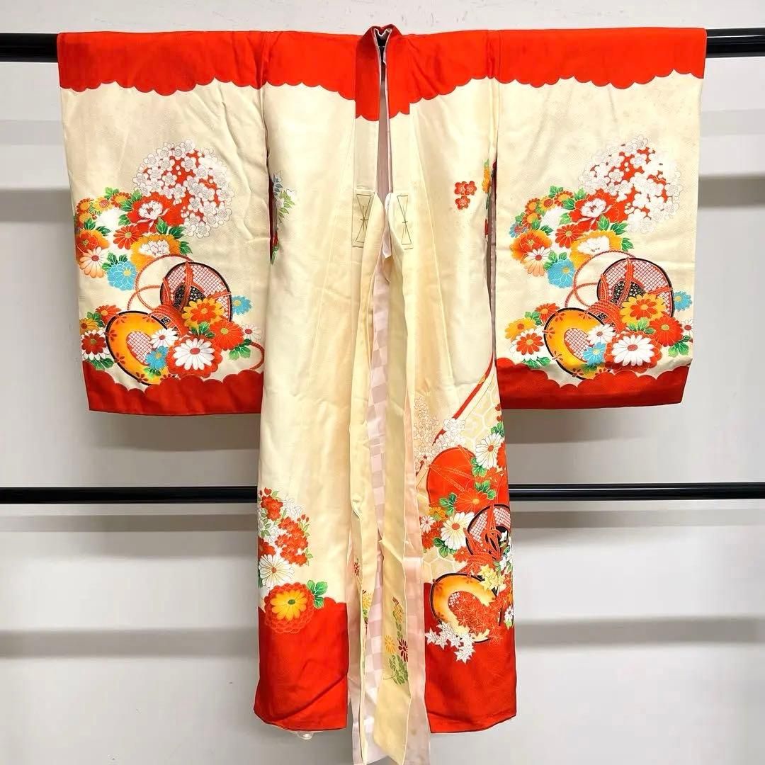 子供用着物　金駒刺繍　牡丹　鼓　女の子　身丈　裄　着物　044tz 子供用着物 金駒刺繍 牡丹 鼓 女の子 身丈 裄 着物 044tz - メルカリ