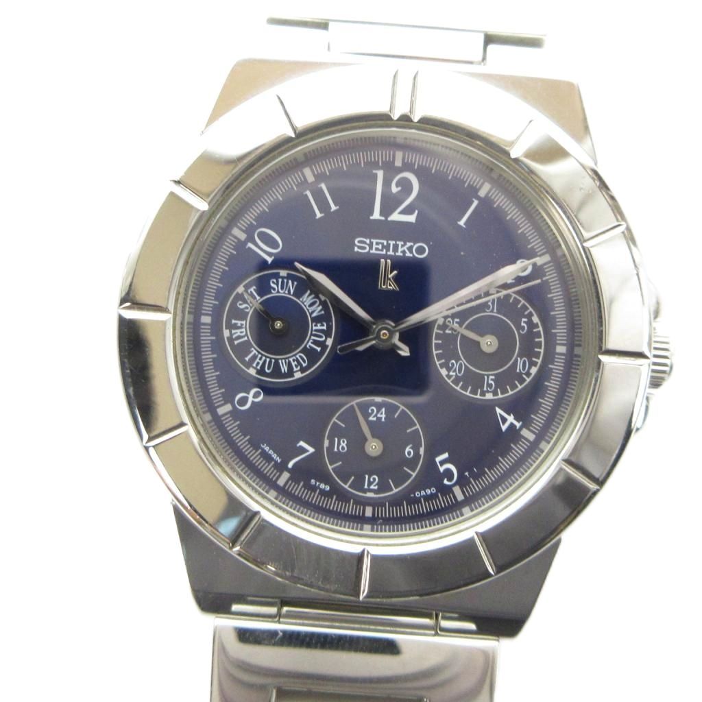 セイコー SEIKO 5Y89-0B30 lk ルキア 腕時計 ウォッチ クォーツ クロノグラフ 青文字盤 シルバー色 ■GY18 /MQ