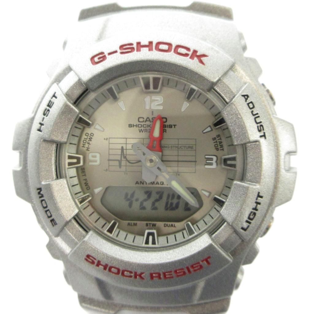 カシオジーショック CASIO G-SHOCK G-100 腕時計 ウォッチ クォーツ アナデジ カレンダー付き シルバー色 ■GY18 /MQ