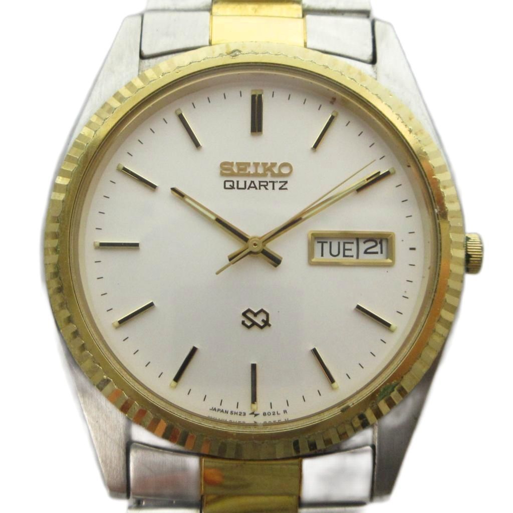 セイコー SEIKO 5H23-8029 腕時計 ウォッチ クォーツ 白文字盤 カレンダー付き シルバー色 ゴールド色 ■GY18 /MQ