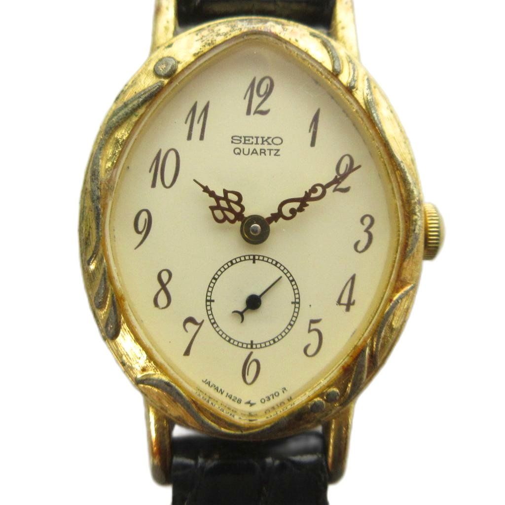セイコー SEIKO 1428-5110 腕時計 ウォッチ クォーツ スモセコ レザーベルト ゴールド色 ■GY18 /MQ 10,008円