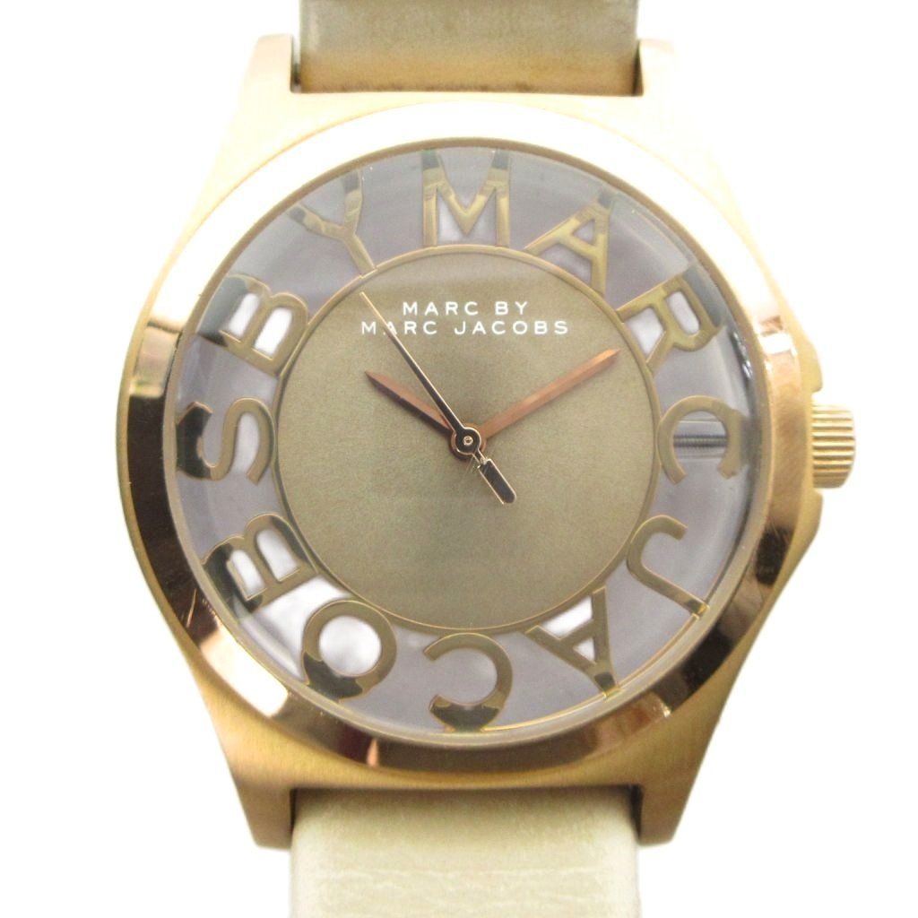 マークバイマークジェイコブス MARC by MARC JACOBS MBM1245 腕時計 ウォッチ クォーツ スケルトン レザーベルト ゴールド色 ■GY11 /MQ