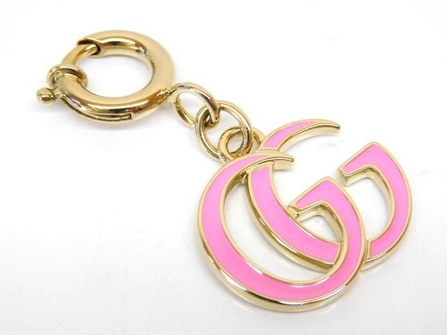 新品同様品 グッチ GUCCI ■ ダブルG バッグチャーム ピンク 837069 レディース □8D