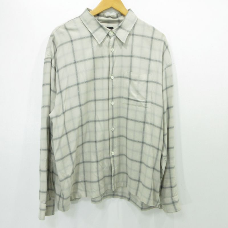 【三重本店】 中古 STUSSY | ステューシー チェック柄長袖シャツ Shadow Plaid Rayon Shirt 1110302 ベージュ系 サイズ：M 【103】