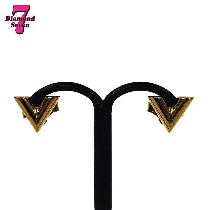 【中古】LOUIS VUITTON ルイヴィトン ピアス･エセンシャル V M68153 アクセサリー ゴールド LVロゴ レディース メンズ ユニセックス