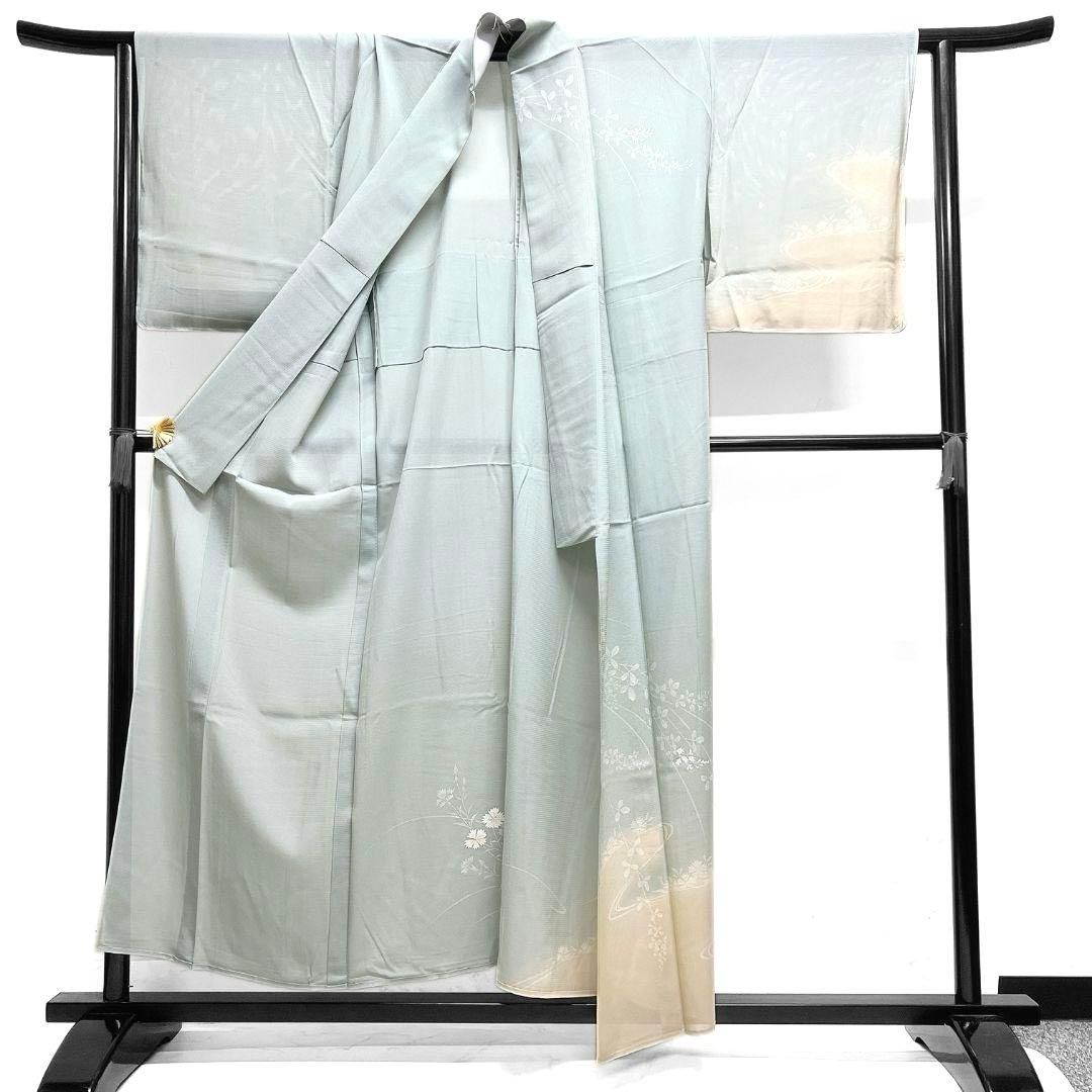 夏用　絽　付け下げ　身丈155　裄65　萩　撫子　正絹　着物　041b p