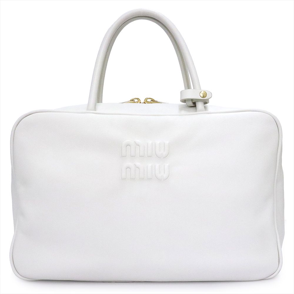 miu miu ホワイト ハンドバッグ 美品】miu miu ホワイトレザー ハンドバッグ 【公式通販】