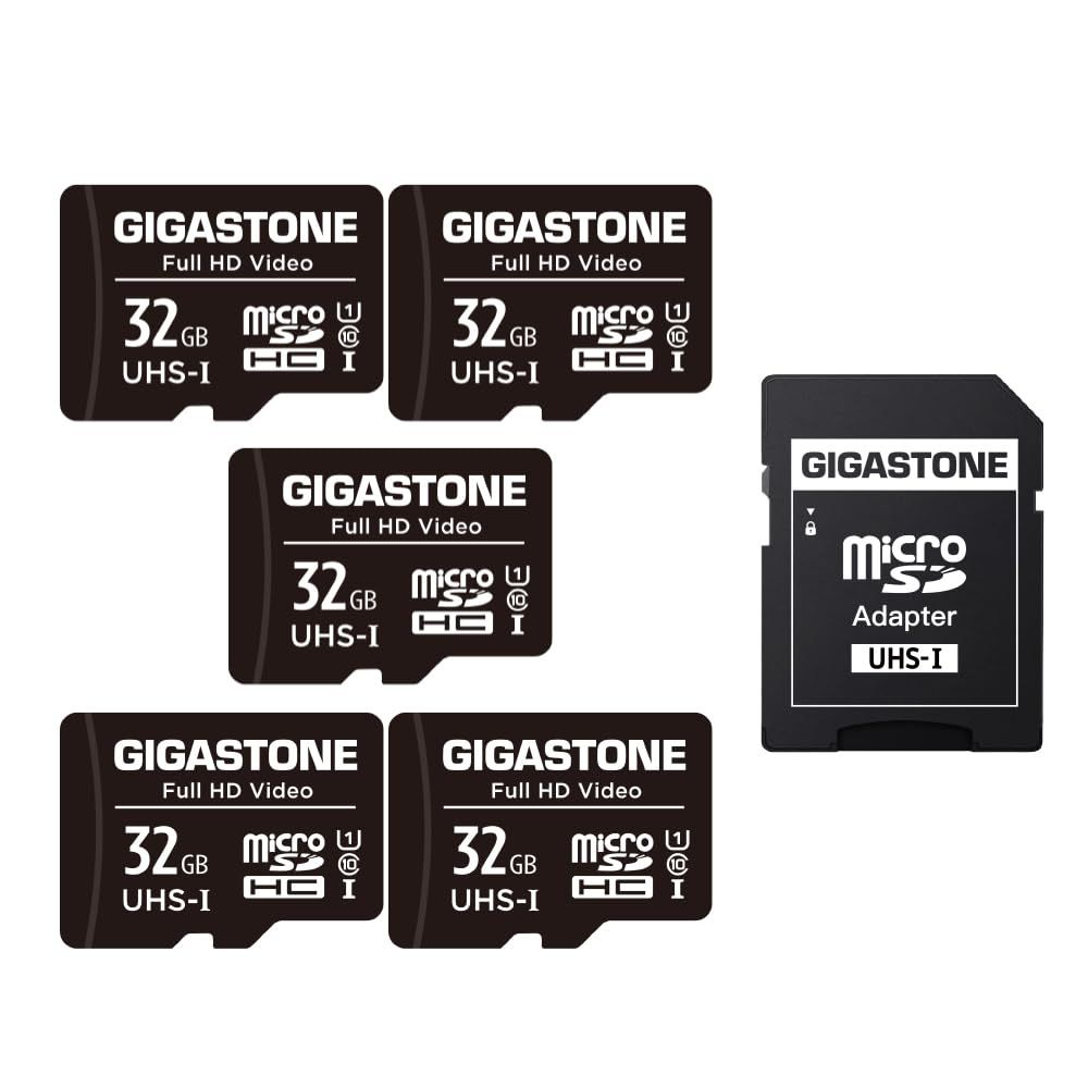 GIGASTONE マイクロsdカード 32GB 5個セット 90MB/s Full HD ビデオ 撮影 UHS-I U1 C10 microSDHC SDアダプター1枚付き
