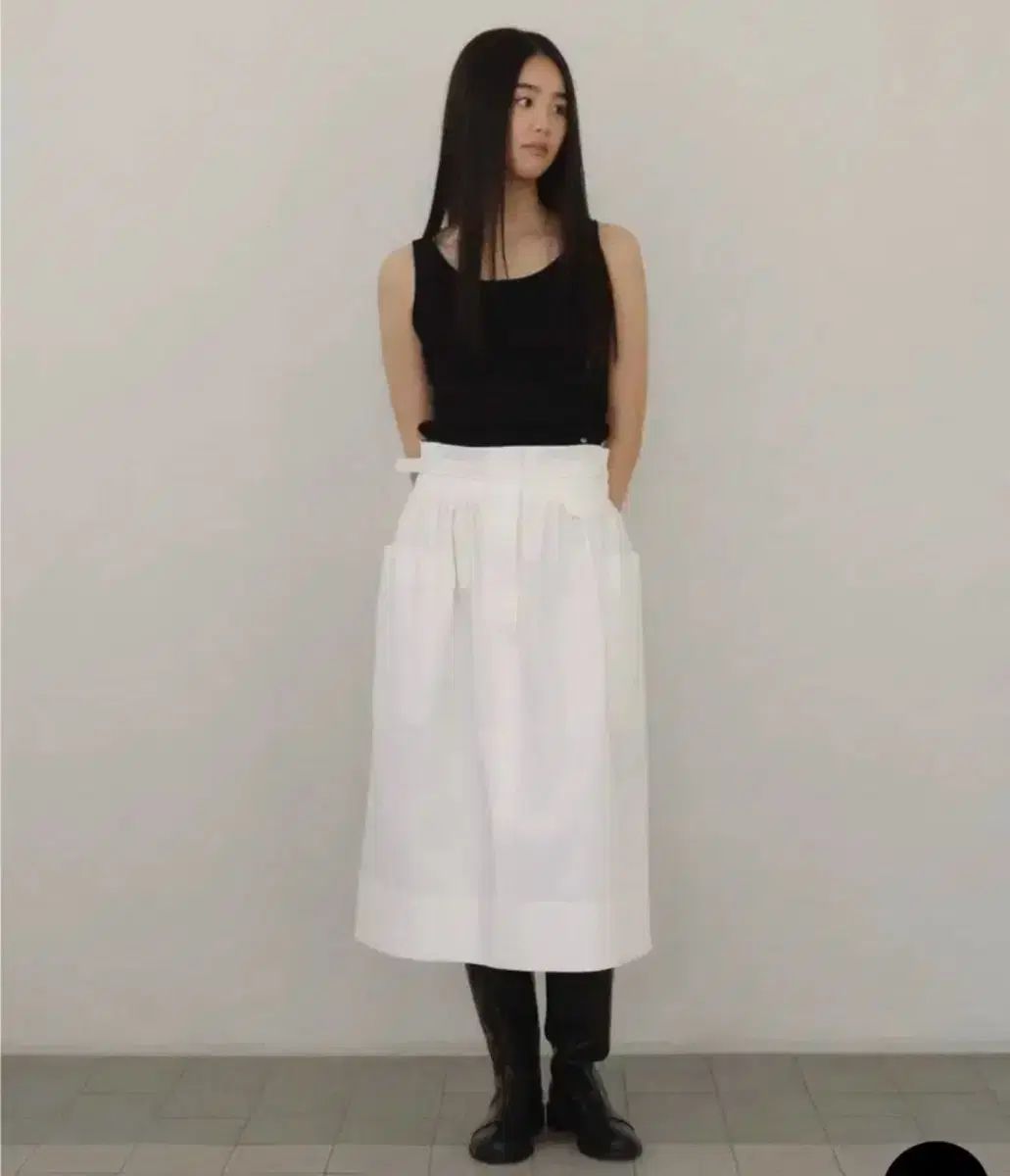 ホワス 白 ラブ スカート ミディ スカート
