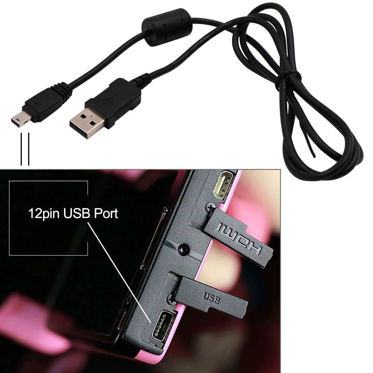 交換用USBデータ充電ケーブルCasio ExilimカメラEX-S10 S12 H10 F1