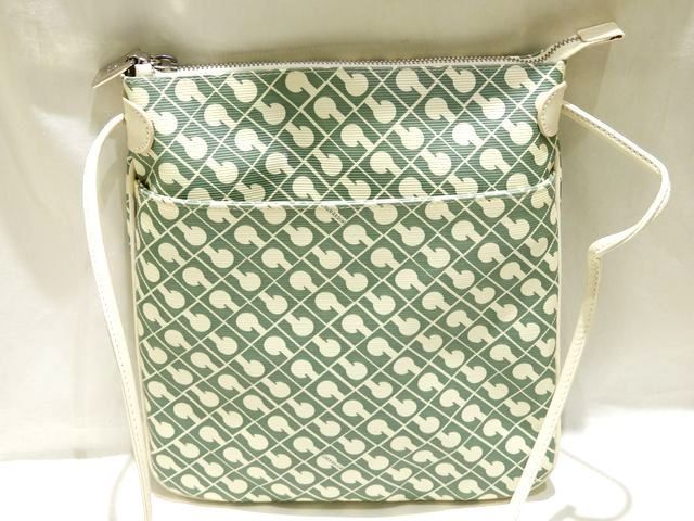美品 ゲラルディーニ ショルダーバッグ ☆ 総柄 PVC加工 × レザー