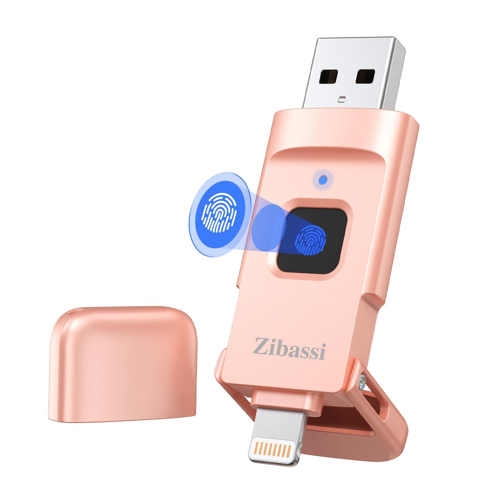 Zibassi【MFI認証取得 指紋認証】iPhone用USBメモリ256GB指紋認証USBメモリ高速認識スマホ usbメモリUSB 3.0 フラッシュメモリー IOS/Android/PC/MAC兼用 iphone写真保存usb バックアップセキュ ...