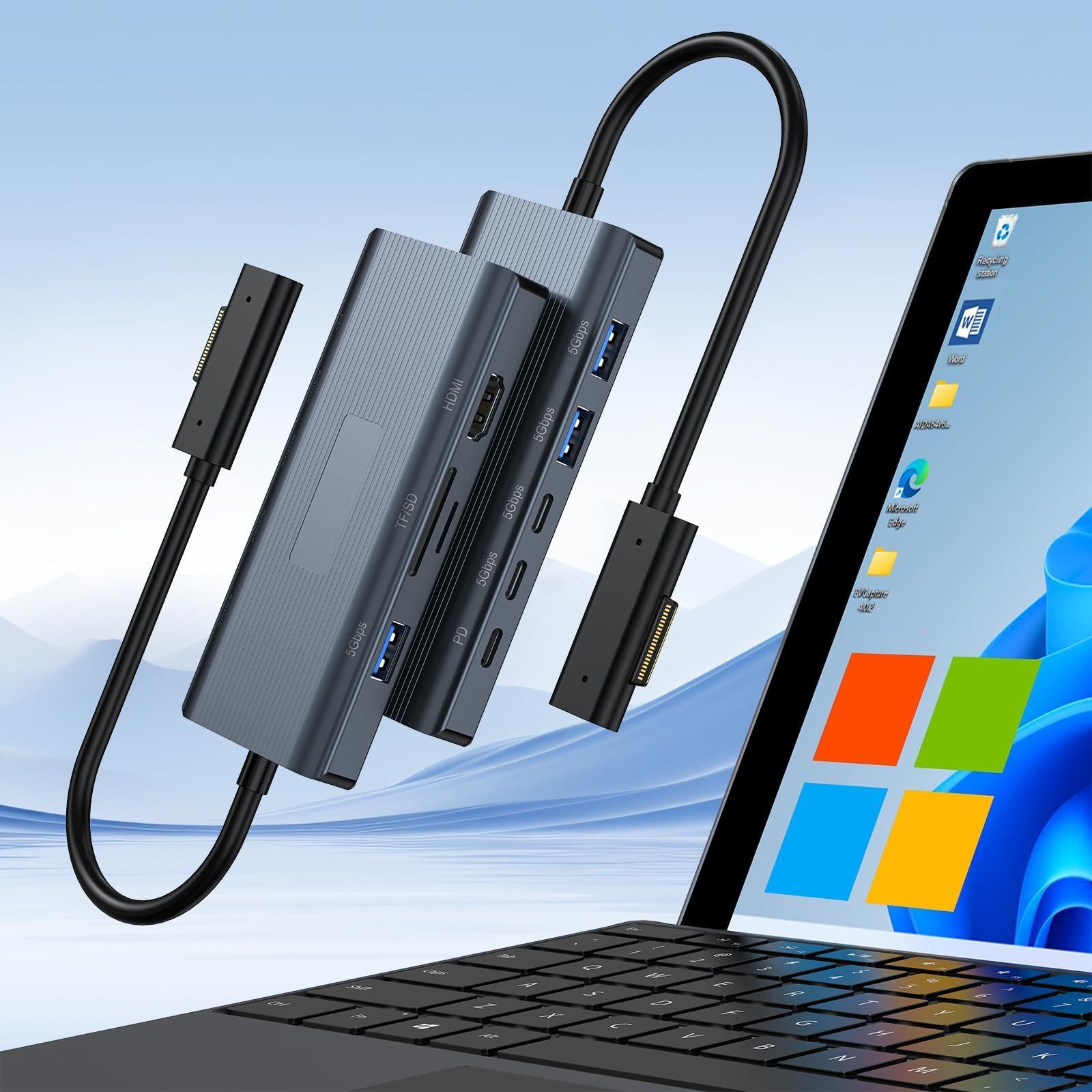 【2026 デザイン】 マイクロソフトsurface dock 2,11-in-1 Microsoft Surface Dock, surface thunderbolt 4 ドック4K@60HZ HDMI、5Gbps高速データ転送Surface S ...