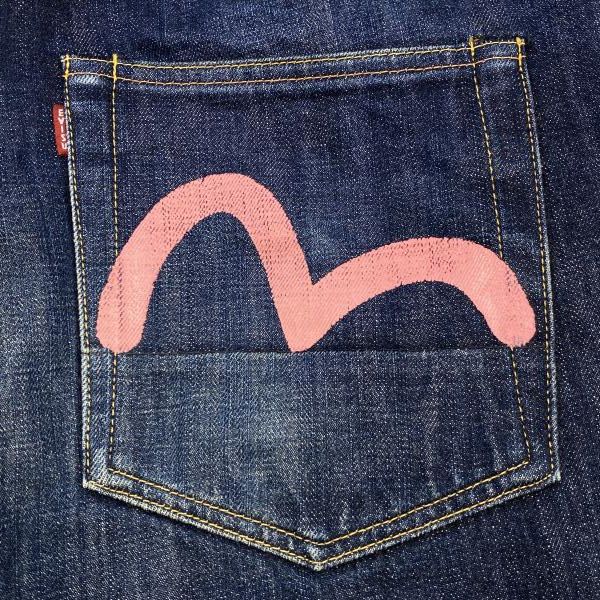 EVISU lot2001ピンクカモメデニム　　　 【早い者勝ち特別価格】 中古】EVISU Lot2001 ピンクカモメ デニムパンツ 33×35 エヴィス[24