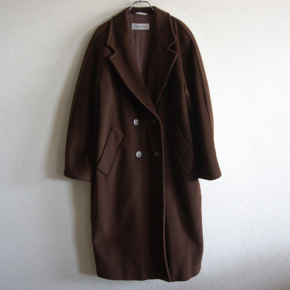 美品 マックスマーラ ウールコート 羽織り ダークブラウン 38 最高級】 MAX MARA【カシミアブレンドウール アイコン コート】38
