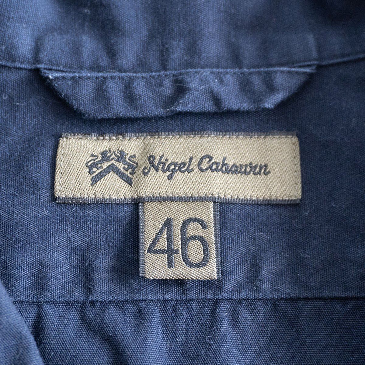 人気】NIGEL CABOURN 【OPEN COLLAR SHIRT COTTON TWILL】46 ネイビー 