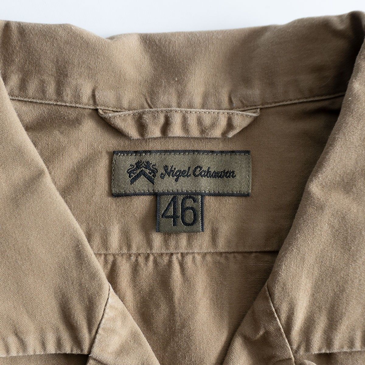 人気】NIGEL CABOURN 【OPEN COLLAR SHIRT COTTON TWILL】46 カーキ