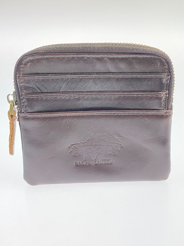 【中古品】 RRL ダブルアールエル LEATHER COIN CASE レザーコインケース 小銭入れ 本革 ラルフローレン カービング 【200-260505-em-18-min】