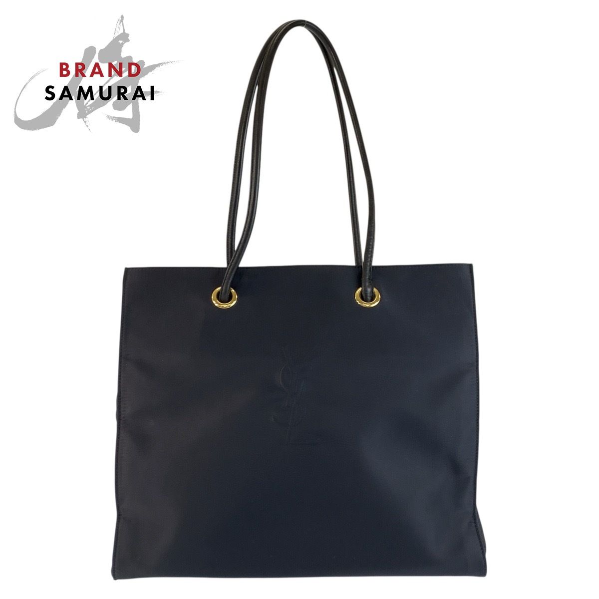 美品 YVES SAINT LAURENT イヴ サンローラン YSL ネイビー ゴールド