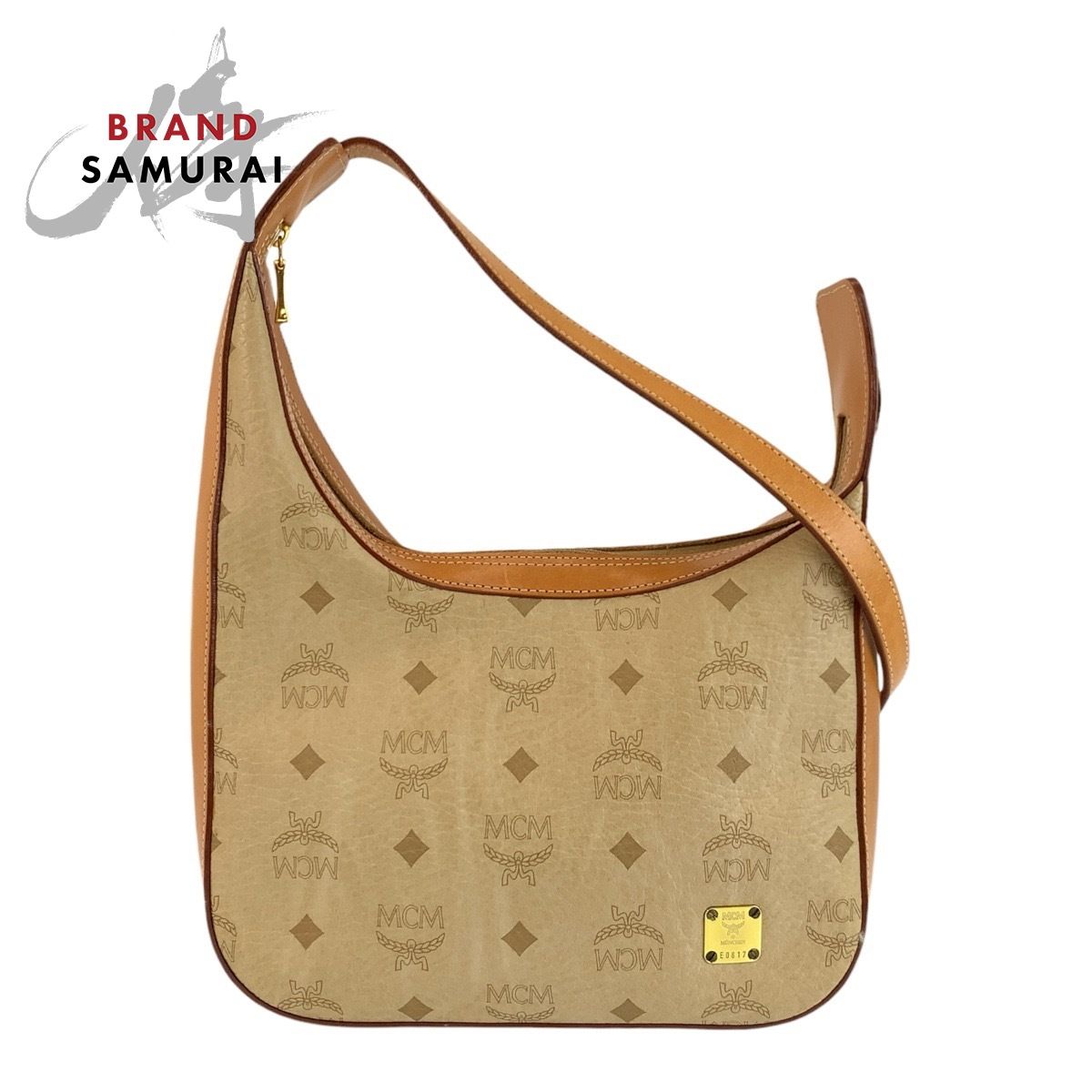 美品 MCM エム シー エム ヴィセトス ベージュ ブラウン ゴールド金具