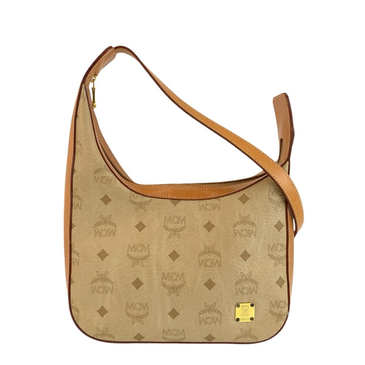 美品 MCM エム シー エム ヴィセトス ベージュ ブラウン ゴールド金具