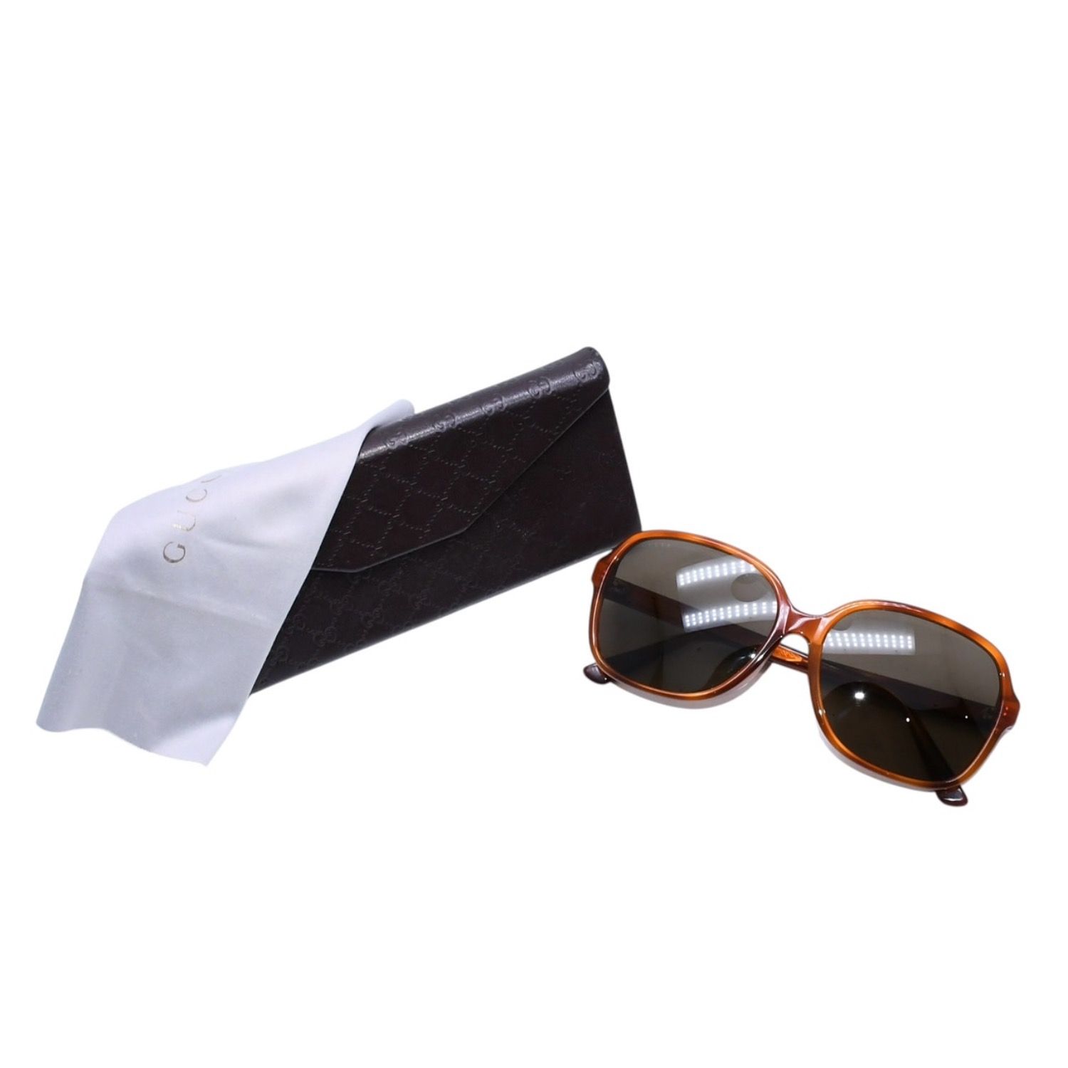 GUCCI グッチ Sunglasses サングラス ブラウン ブラックレンズ GG3834F/S 58◻︎16 ゴールド 美品 中古 4a001570