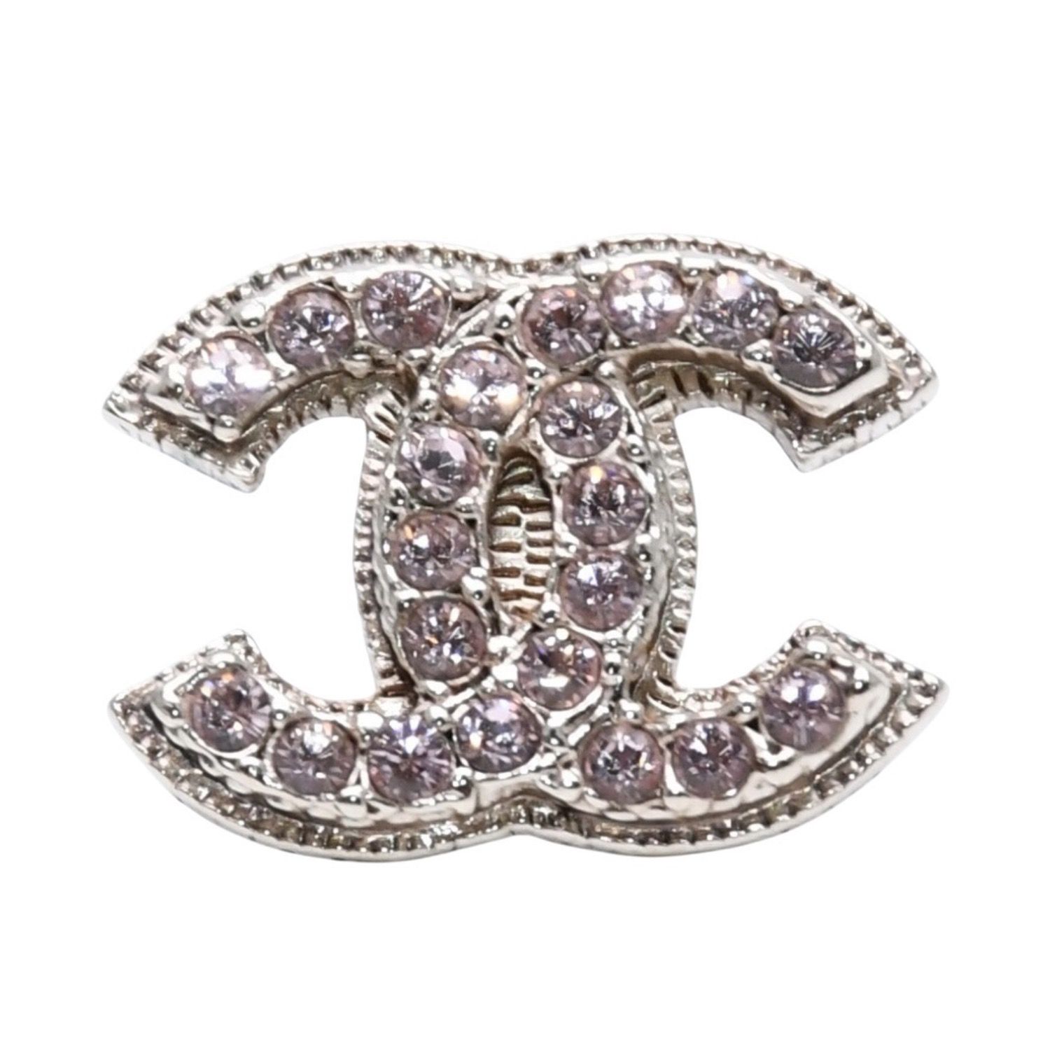 CHANEL シャネル 片耳ピアス ラインストーン シルバー ピンク 08C earring CC rhinestone SV 08C 良品 中古 4a000663