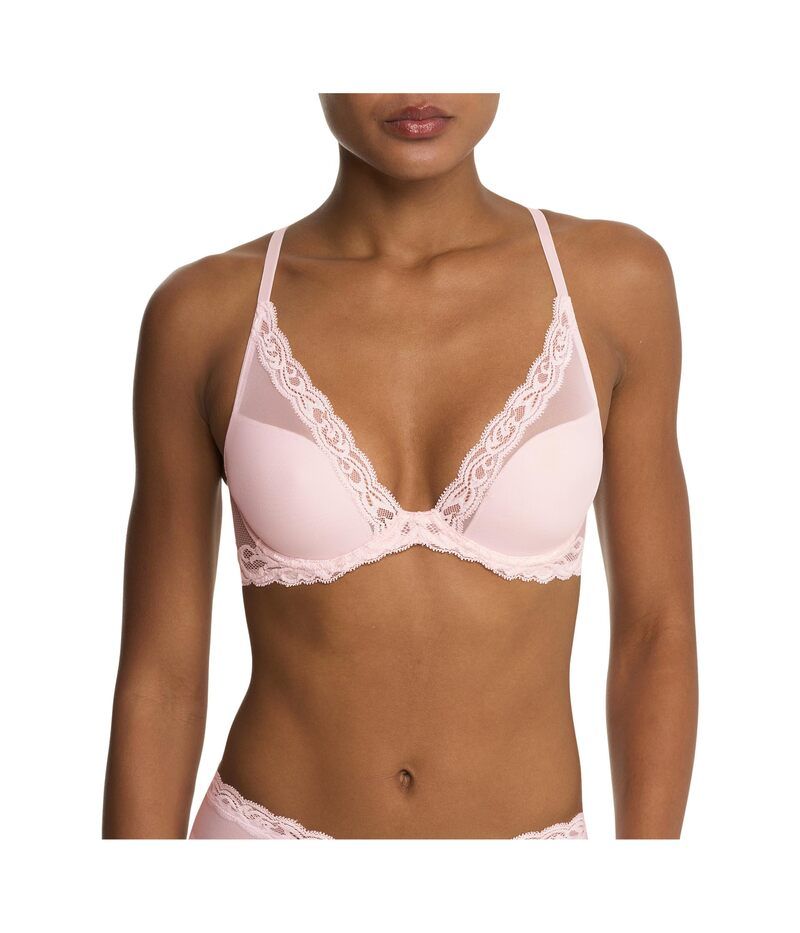 ナトリ レディース アンダーウェア ブラジャー Natori Feathers Contour Plunge Bra 730023 Pink Sky ピンク