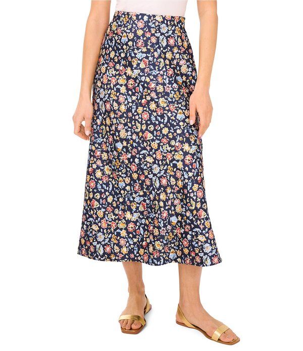 ヴィンスカムート レディース ボトムスカート A ライン フラワー柄 プリント ミディ フラワー Vince Camuto Floral Print Midi ALine Skirt Classic Navy ネイビー