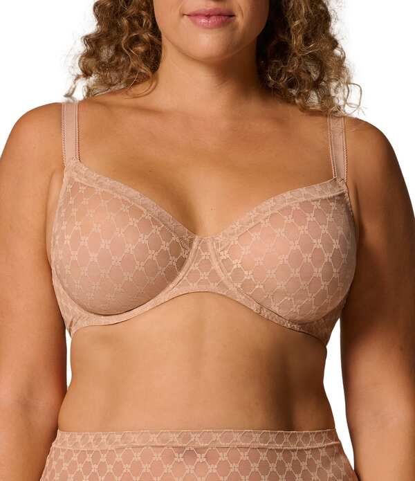 シモーヌペレール レディース アンダーウェア ブラジャー レース Simone Perele Plume Geo Lace Molded FullCup Bra Peau Rose