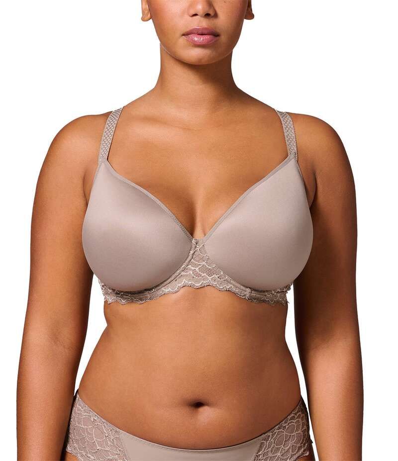 シモーヌペレール レディース アンダーウェア ブラジャー Tシャツ Simone Perele Carasse 3D Lightly Padded Plunge TShirt Bra Greige