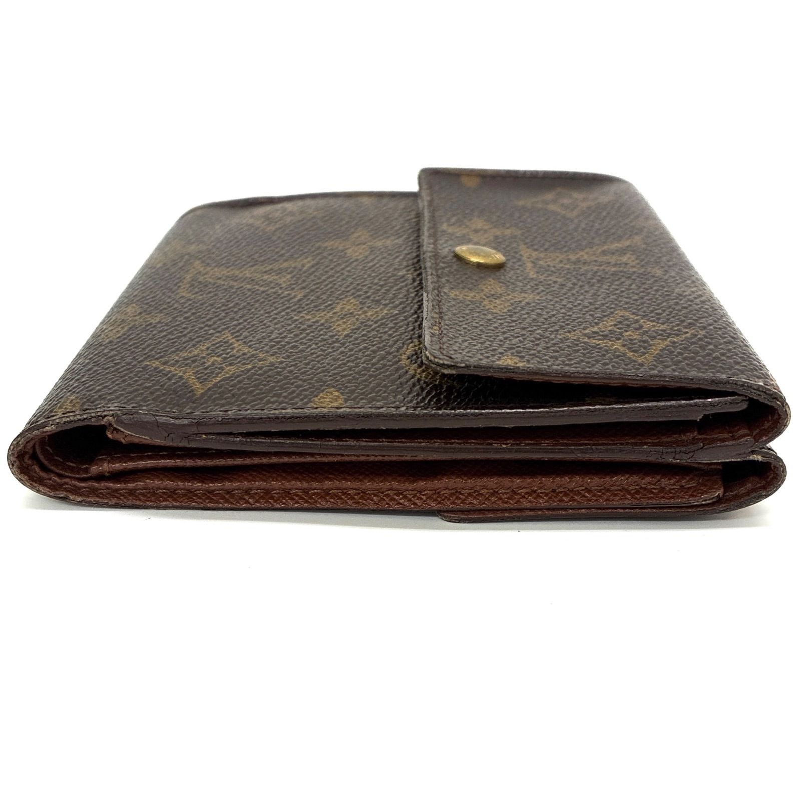 極 美品 LOUIS VUITTON ルイヴィトン ヴィンテージ ポルトモネ ビエ モノグラム レザー 三つ折り財布 ミニ ウォレット ブラウン 57264 ◇LOUIS VUITTON◇ルイヴィトン モノグラム ポルトモネビエカルト