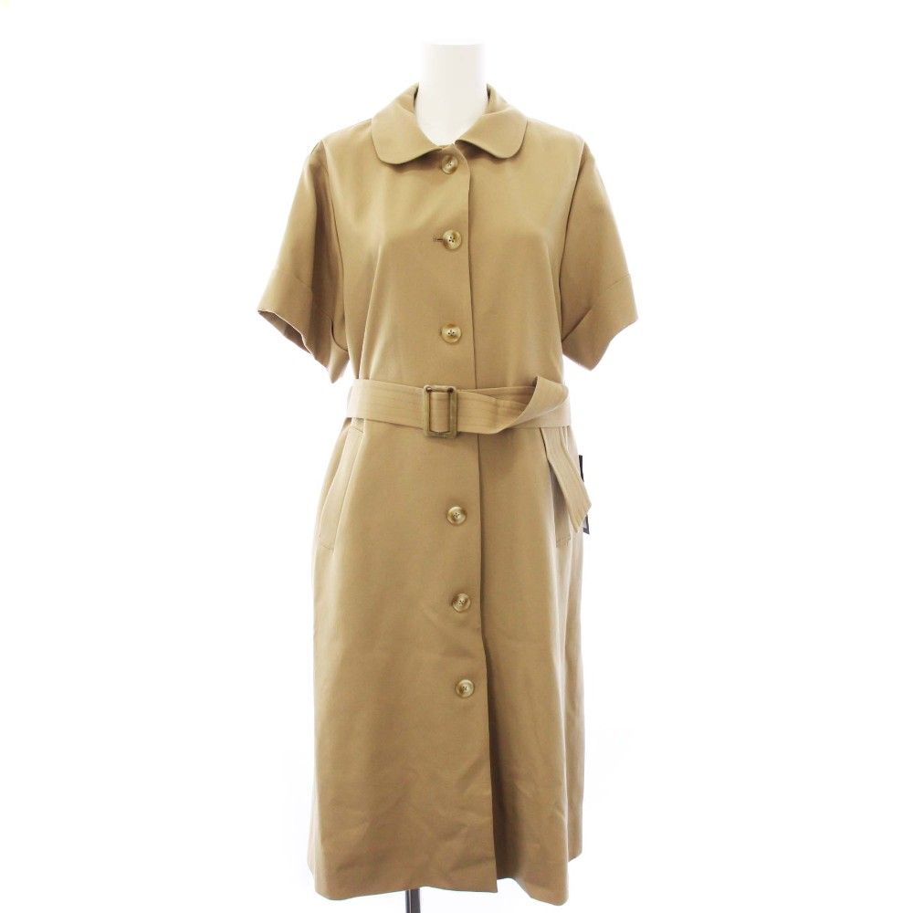 ボーダーズアットバルコニー BORDERS at BALCONY 26SS SHORTSLEEVES COAT ステンカラーコート ロング 半袖 ベルト付き ウール 36 ベージュ BD2611-3M-10 /BM