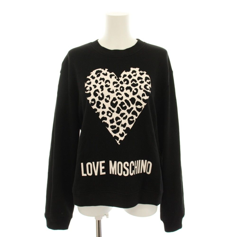 ラブモスキーノ LOVE MOSCHINO ブラックレオパードハートスウェット