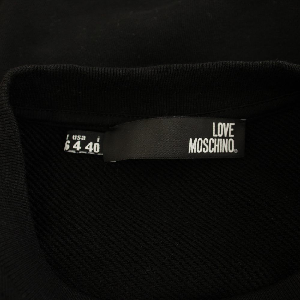 ラブモスキーノ LOVE MOSCHINO ブラックレオパードハートスウェット