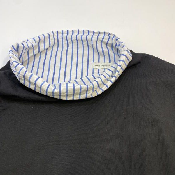 DRIES VAN NOTEN ハイネックストライプシャツ 中古】DRIES VAN NOTEN 24SS ストライプ レイヤー ハイネック S/S T