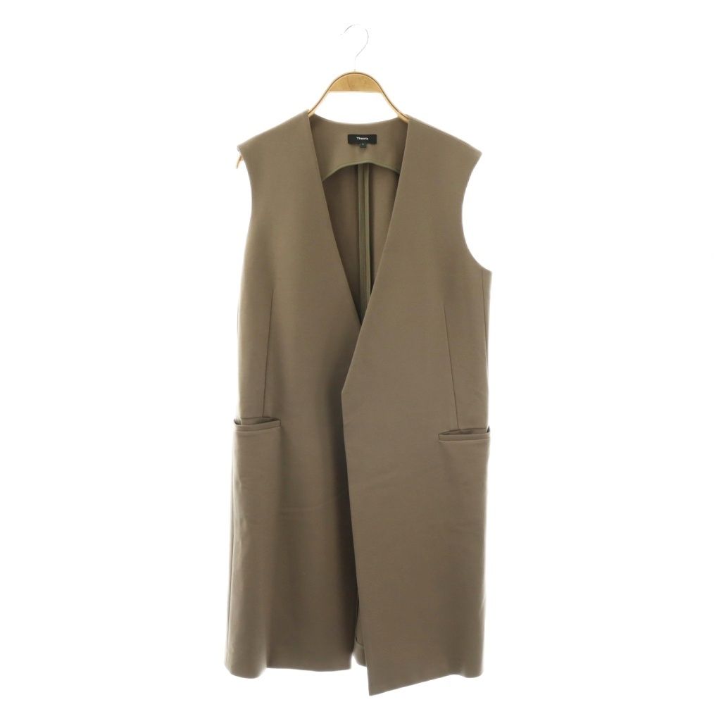 【美品】  theory / セオリー | Vis Ponte Collarless / VT カラーレスロングベスト | S | グレー | レディース セオリー Theory vis ponte collarless vt ジレ ベスト ロング S