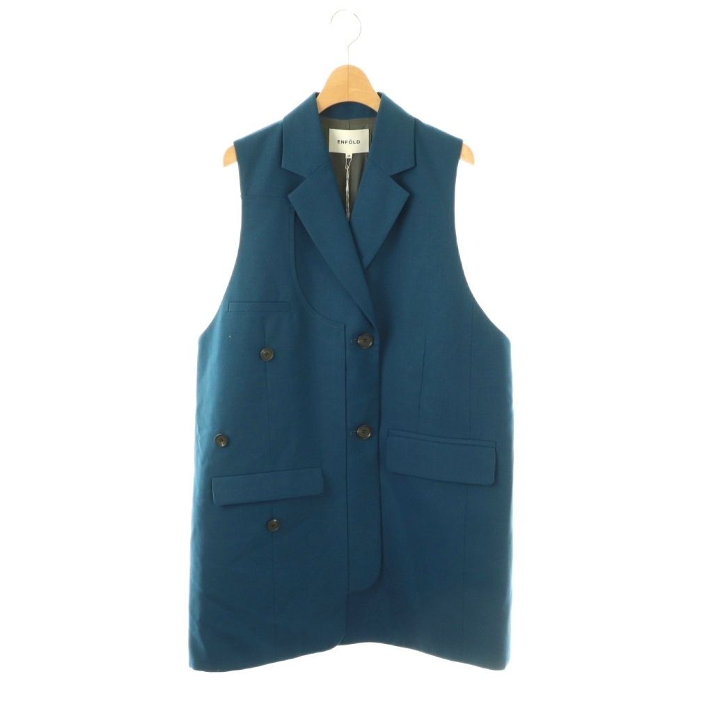 エンフォルド ENFOLD 26SS DOUBLE SUIT VEST ベスト 前開き 38 ブルー /NR ■OS