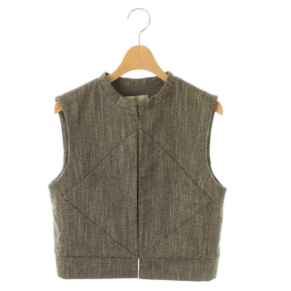 アモーメント AMOMENTO 24AW WOOL PANELED CROP VEST ベスト 中綿 0 グレー /HK ■OS ■SH