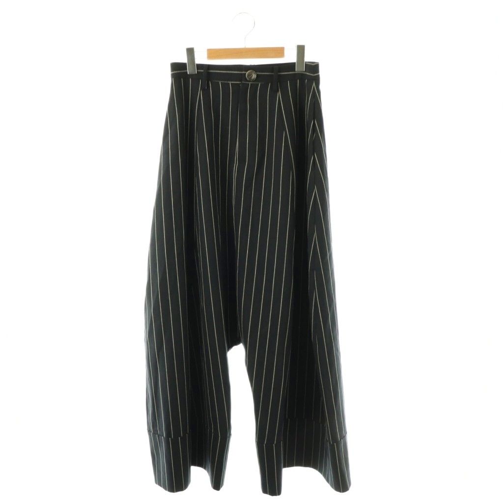 エンフォルド ENFOLD 26SS WIDE SAROUEL TROUSERS パンツ ワイド ジッパーフライ ストライプ 紺 /NR ■OS