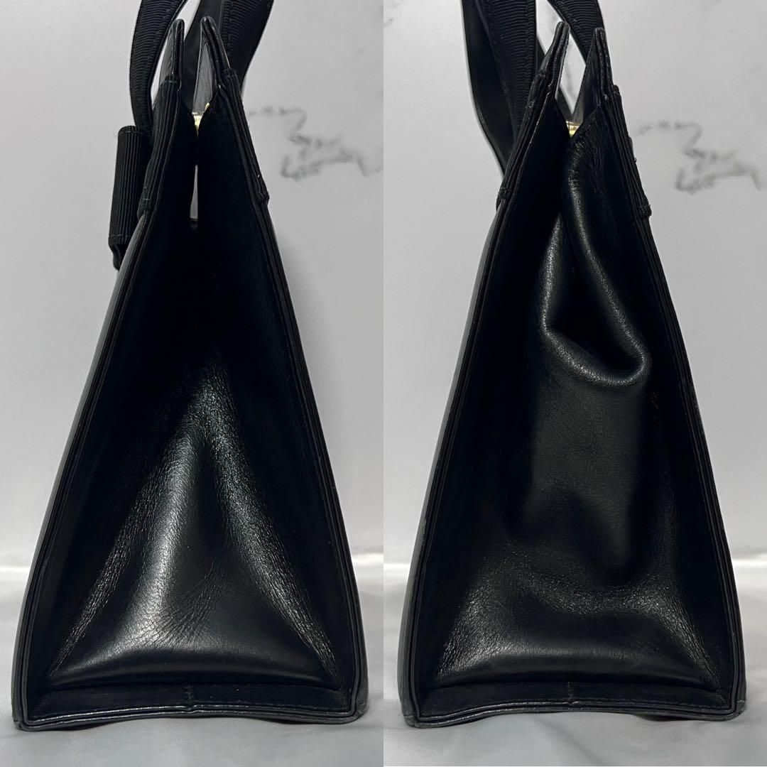 ◇美品◇フェラガモ　ヴァラリボン　ハンドバッグ　カーフレザー　ブラック ◇美品◇フェラガモ ヴァラリボン ハンドバッグ カーフレザー ブラック