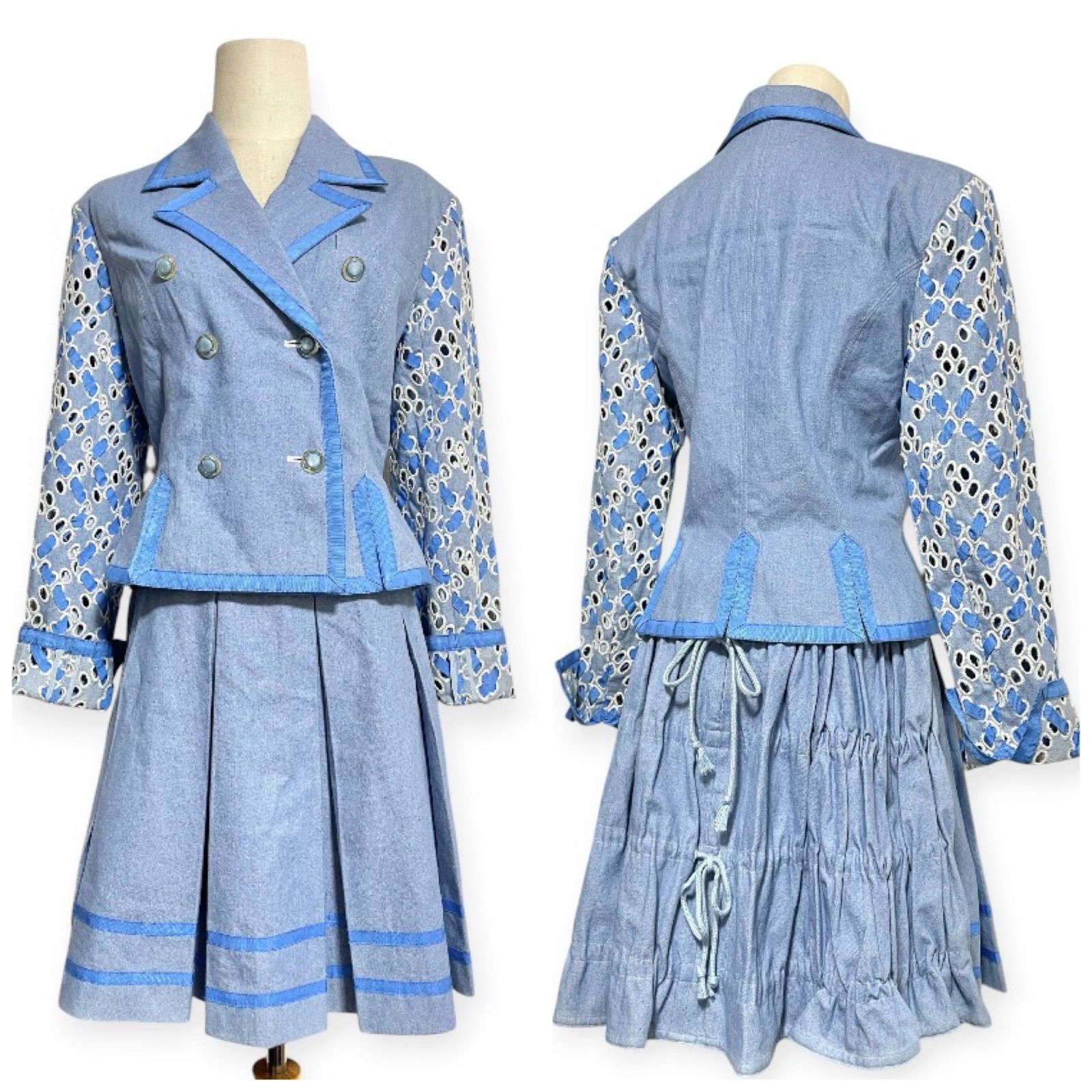 希少 MILK ミルク 90s 平成 当時物 クラシカルガーリー デニム ジャケット スカート セットアップ