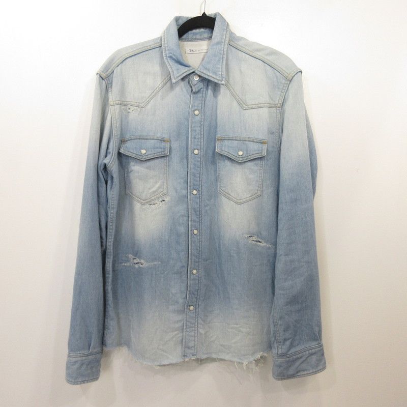 【姫路東店】 中古 Ron Herman | ロンハーマン 長袖シャツ 2720700064 リペア加工 ライトブルー サイズ：L 【102】 姫路東店】 中古 Ron Herman | ロンハーマン 長袖シャツ 2720700064