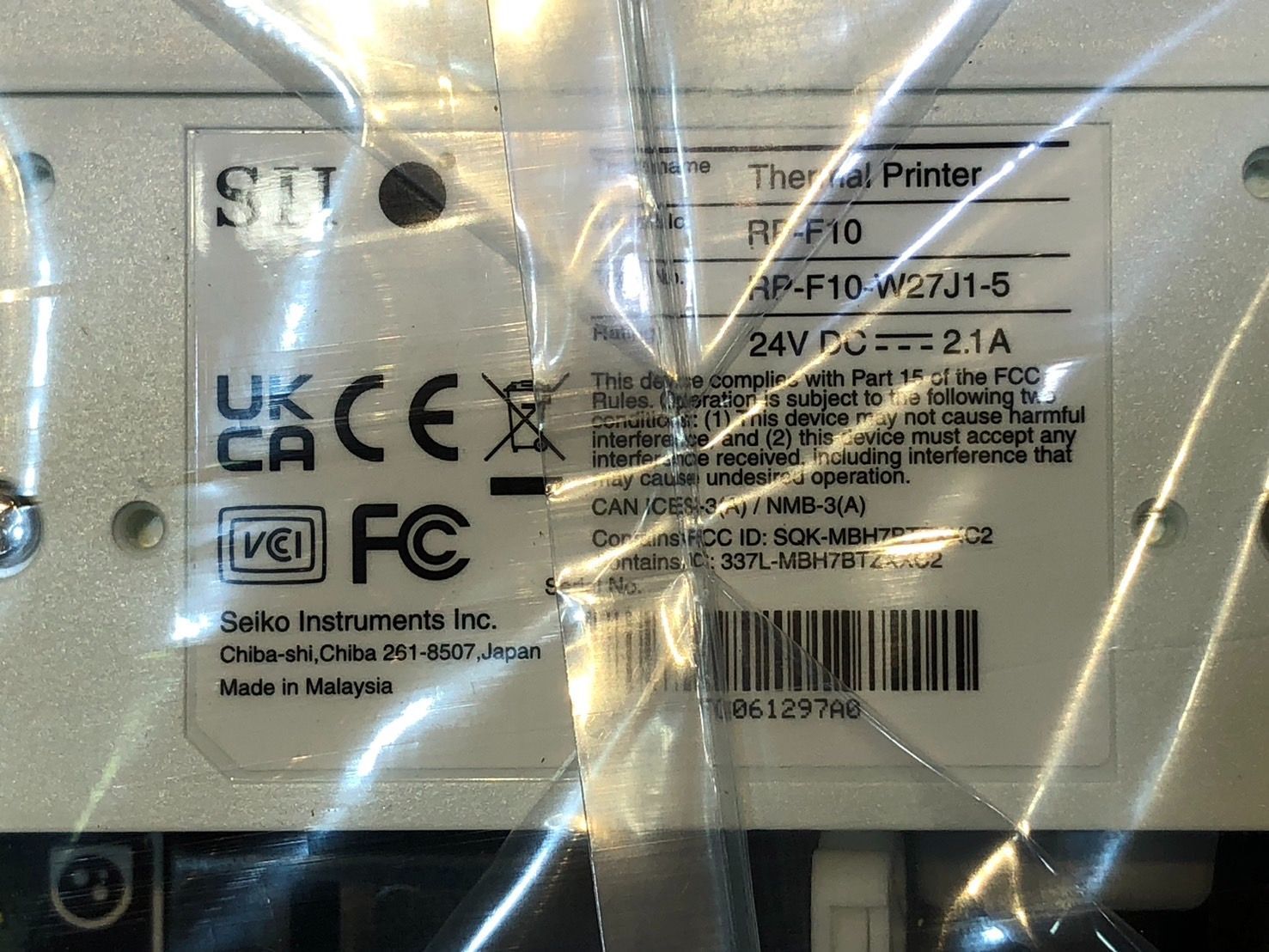 ◇未使用 セイコーインスツル レシートプリンター RP-F10-W27J1-5