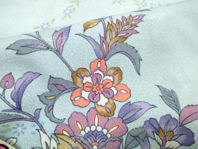 平和屋着物●小紋　反物　着尺　型染　舞蝶更紗花文　逸品　未使用　DABC1025zzz 平和屋着物▽小紋 反物 着尺 更紗花文 逸品 未使用 DABD8154zzzの通販
