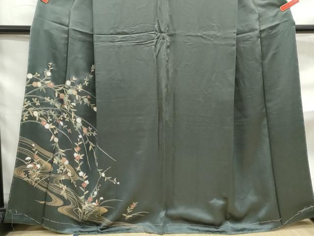 平和屋着物●上質な色無地　流水唐草地紋　萱草色　正絹　逸品　未使用　BAAW3637mz 平和屋着物□訪問着 流水草花文 暈し染め 金彩 正絹 逸品 DABF4859qa