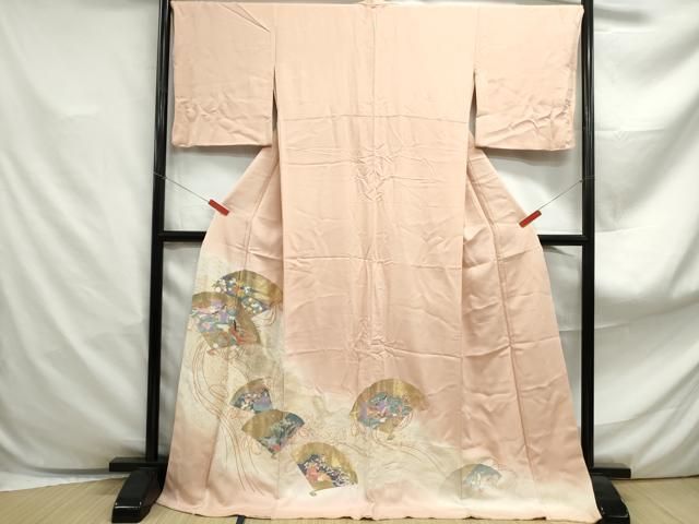 平和屋着物□豪華色留袖 寿光織 檜扇人物花文 暈し染め 金糸 ロング丈